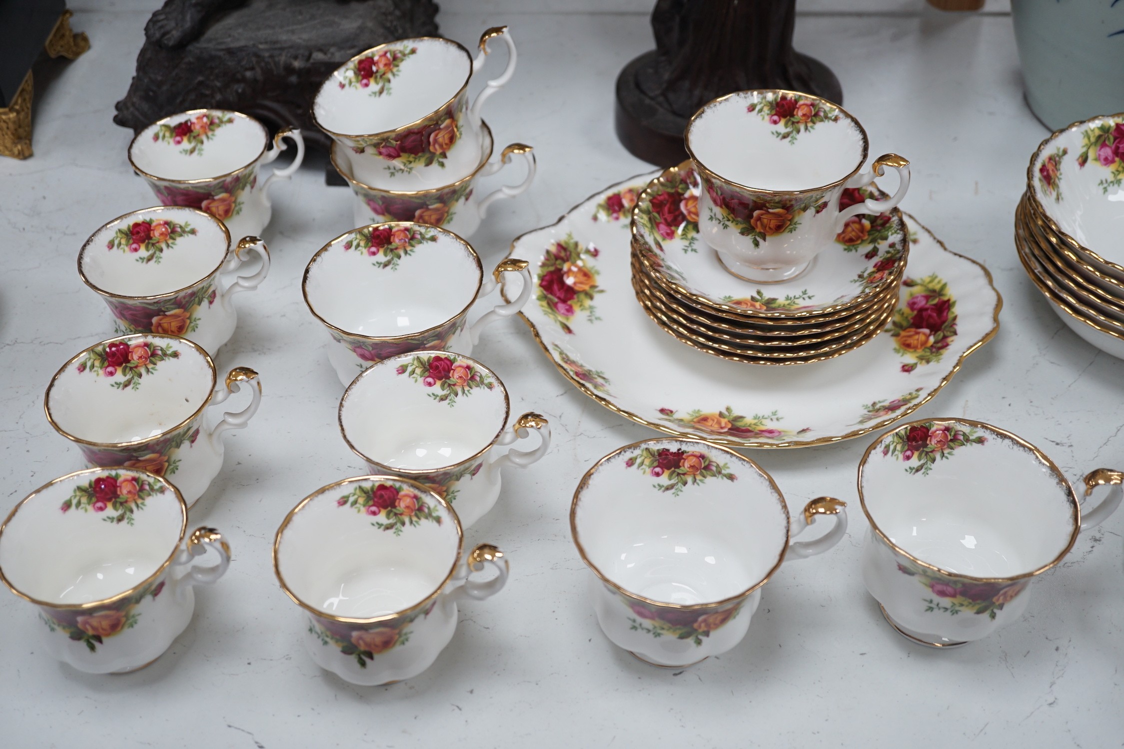 A selection of Royal Albert Old Country Rose six part coffee and tea service